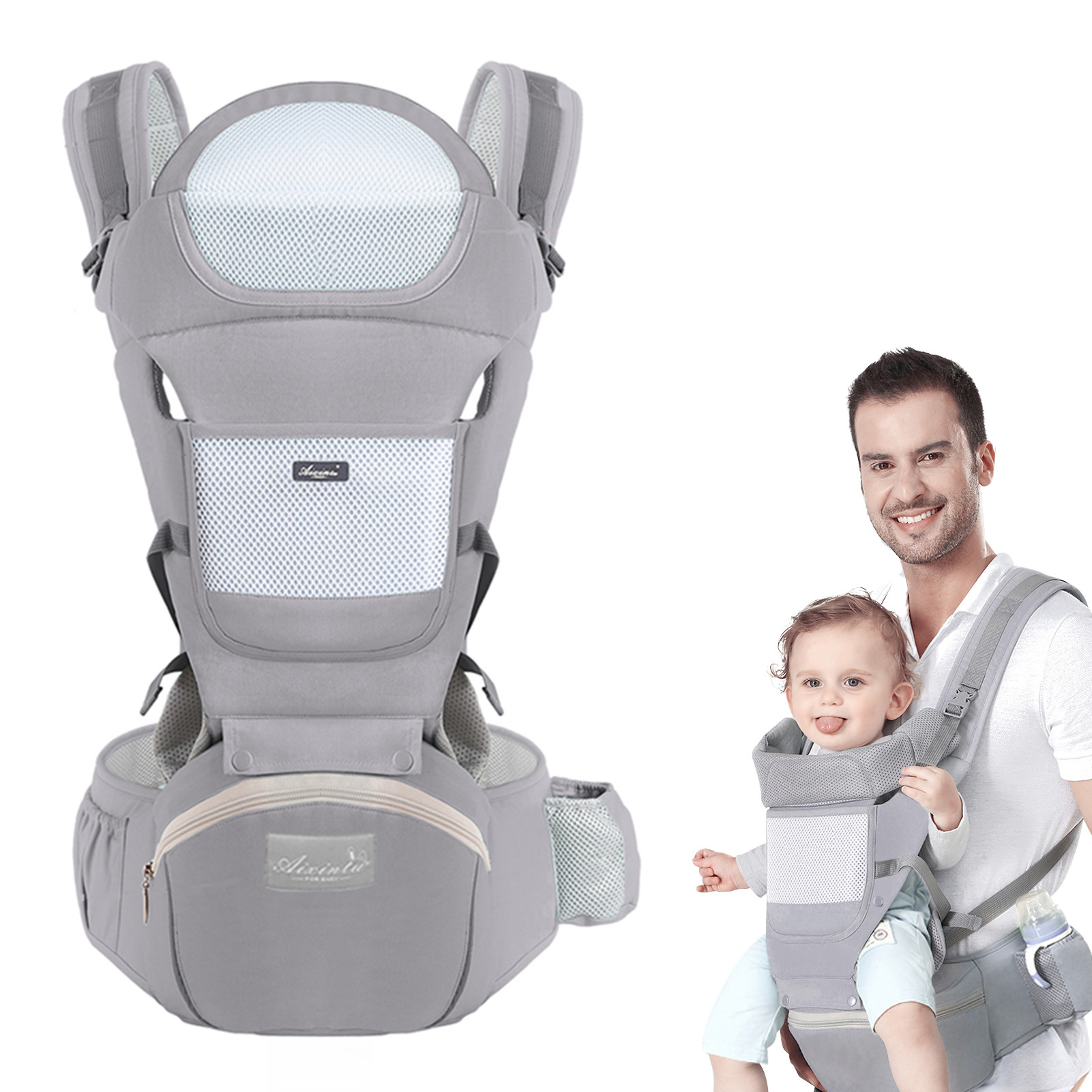 Ergonomic Baby Carrier Newborn To Toddler - Marsupio ergonomico per neonati, sgabello multifunzionale