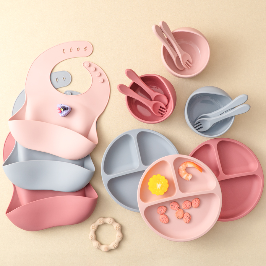 Waterproof Baby Bibs Silicone - 5 pezzi set di alimentazione in
