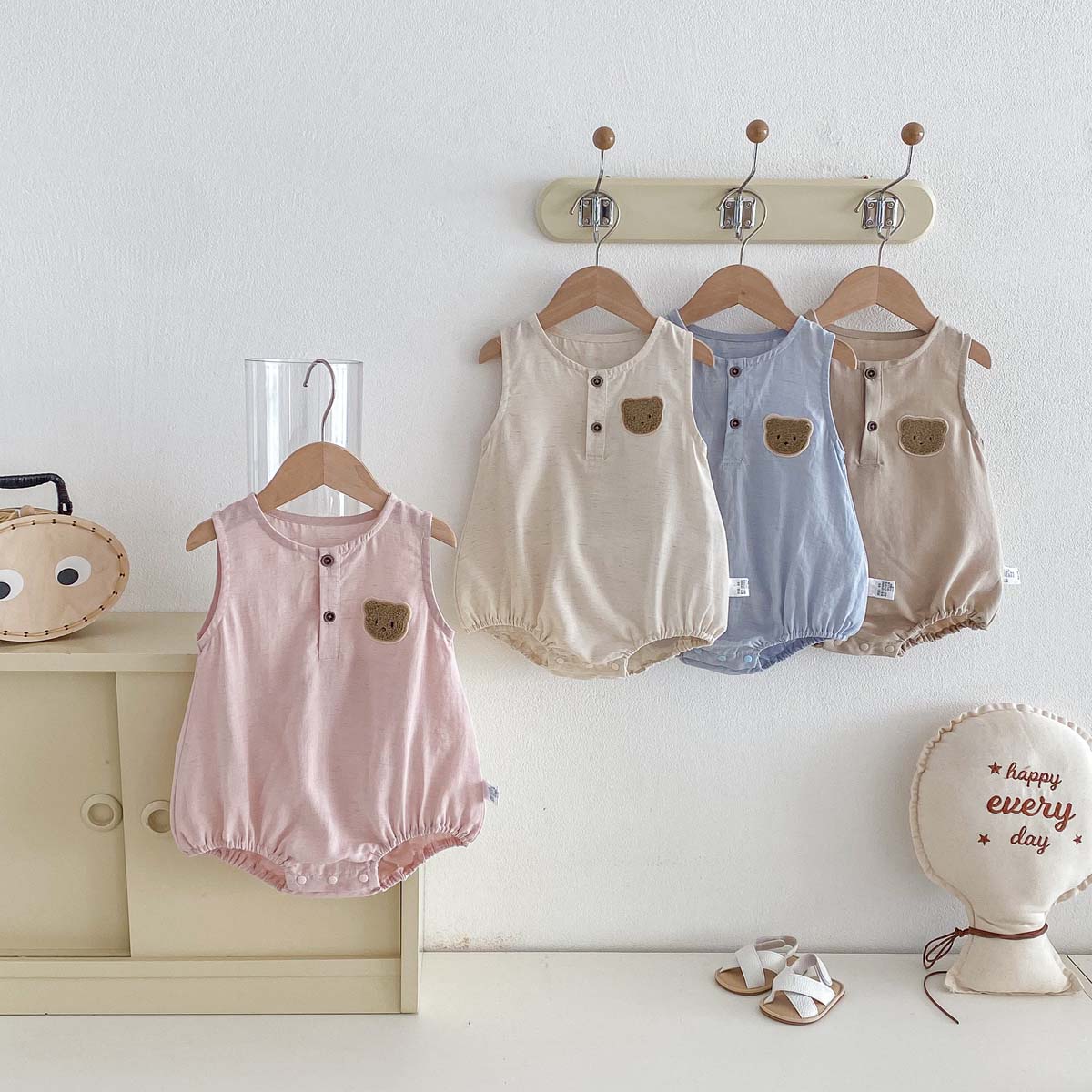 Baby Summer Linen Sleeveless Jumpsuit - Tutina Estiva Sottile Senza Maniche con