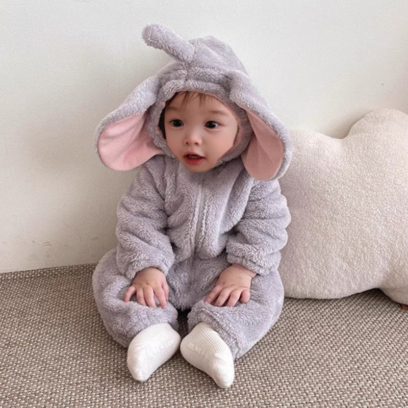 Cotton Baby Onesies Zipper - Adorabile Tutina a Forma di Elefante
