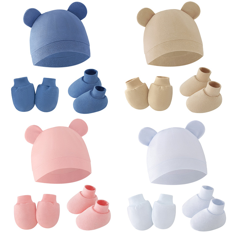 Infant Beanie Hat With Ears - Set Cappello, Guanti e Calzini per