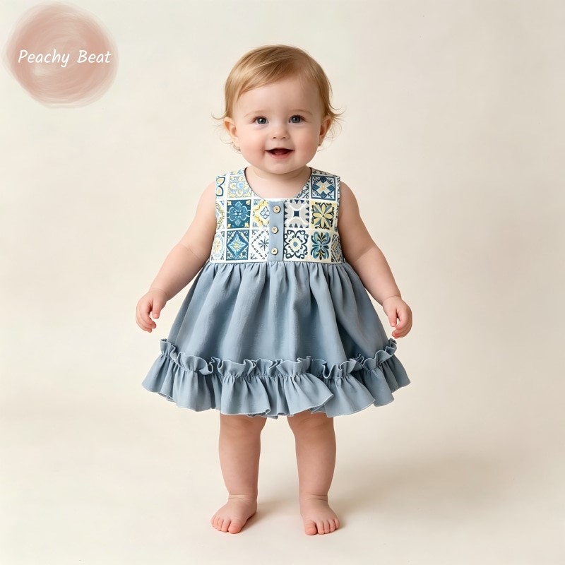 Baby Summer Linen Sleeveless Jumpsuit - Tutina Estiva in Cotone e Lino