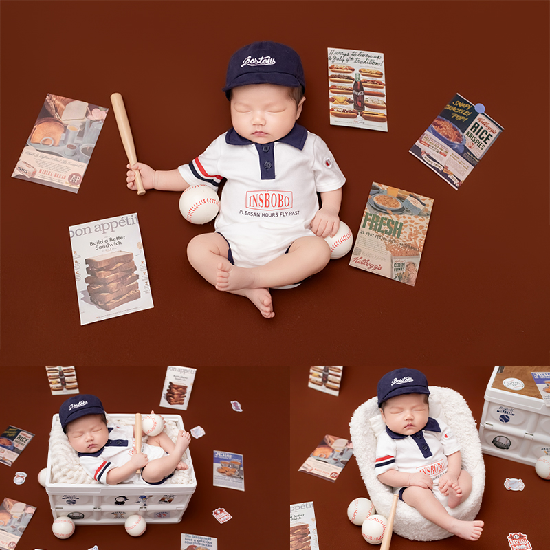 Infant Photography Props Outfit - Completo Fotografico a Tema Baseball per