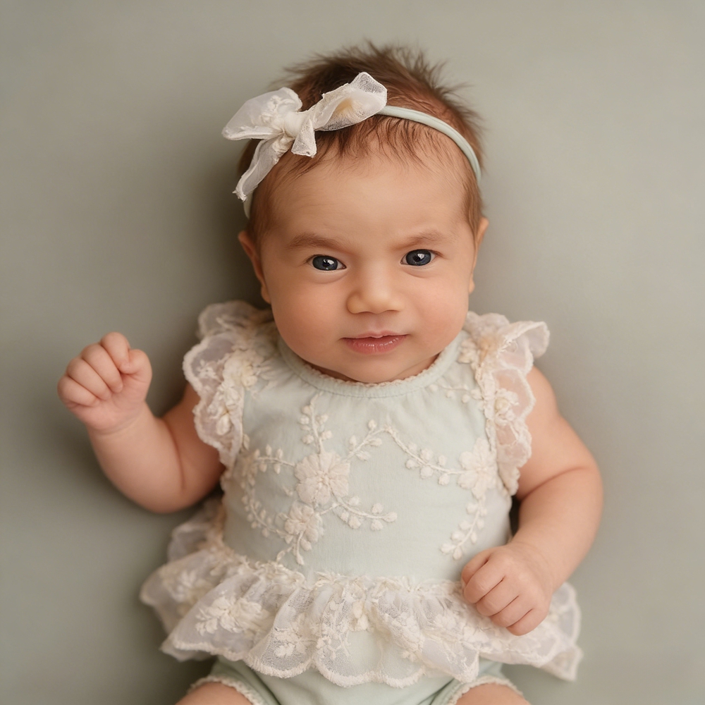 Tutina in Pizzo Verde Pastello - Newborn Baby Girl Romper Floral recensione e prezzo